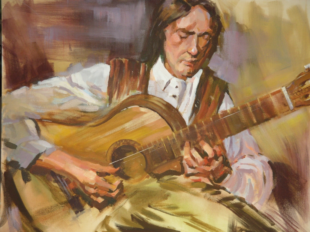 Характер картины. Седрак Налбандян гитарист. Гитара в живописи. Портрет гитариста. Портрет с гитарой.